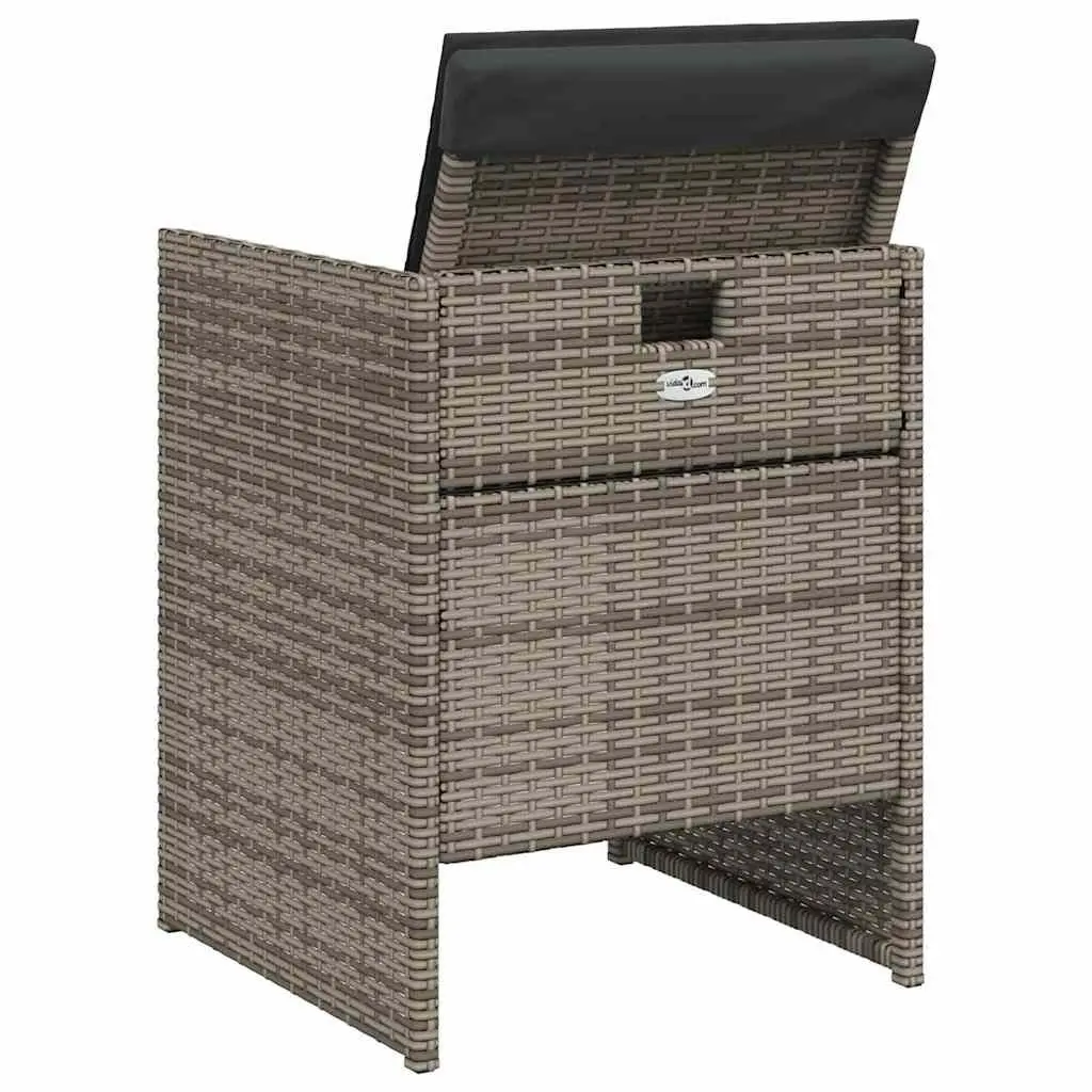 Outdoor Garden Chairs Set 4 pcs with Cushions Grey Poly Rattan Seating