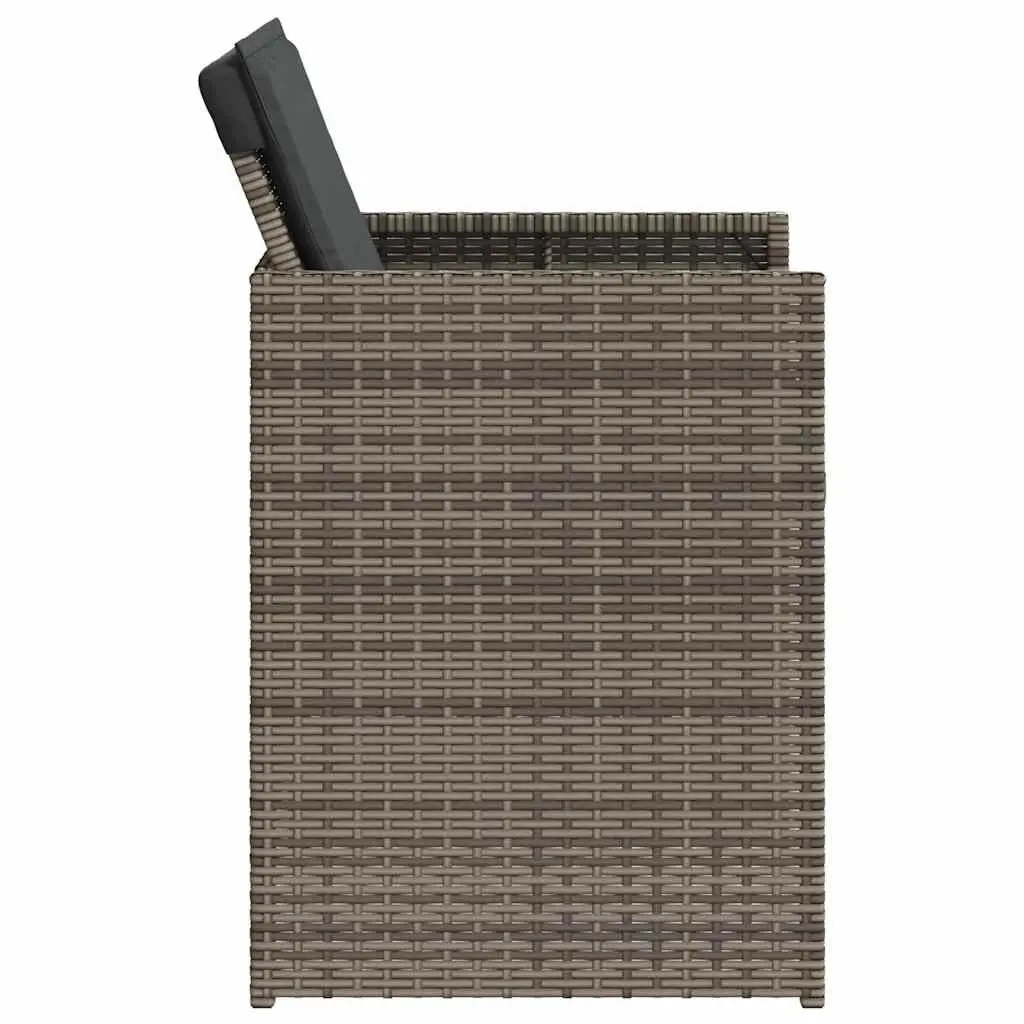 Outdoor Garden Chairs Set 4 pcs with Cushions Grey Poly Rattan Seating