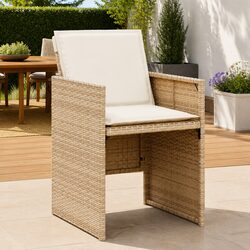 Outdoor Garden Chairs Set 4 pcs with Cushions Beige Poly Rattan Patio Seating