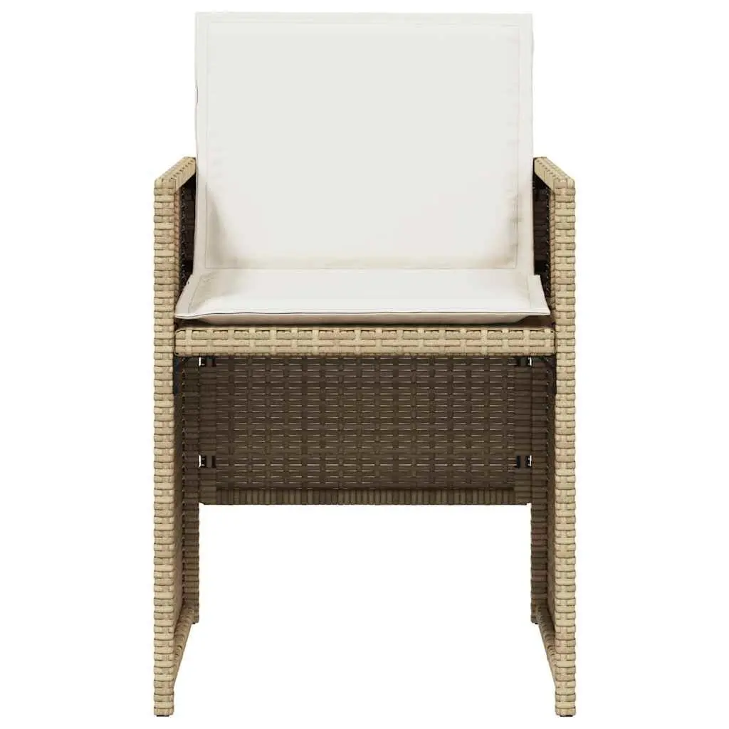 Outdoor Garden Chairs Set 4 pcs with Cushions Beige Poly Rattan Patio Seating
