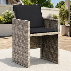 Outdoor Garden Chairs 4 pcs Grey with Cushions Poly Rattan Seating Set