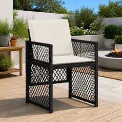 Outdoor Garden Chairs 4 Pieces Black Poly Rattan with Cushions Seating Set