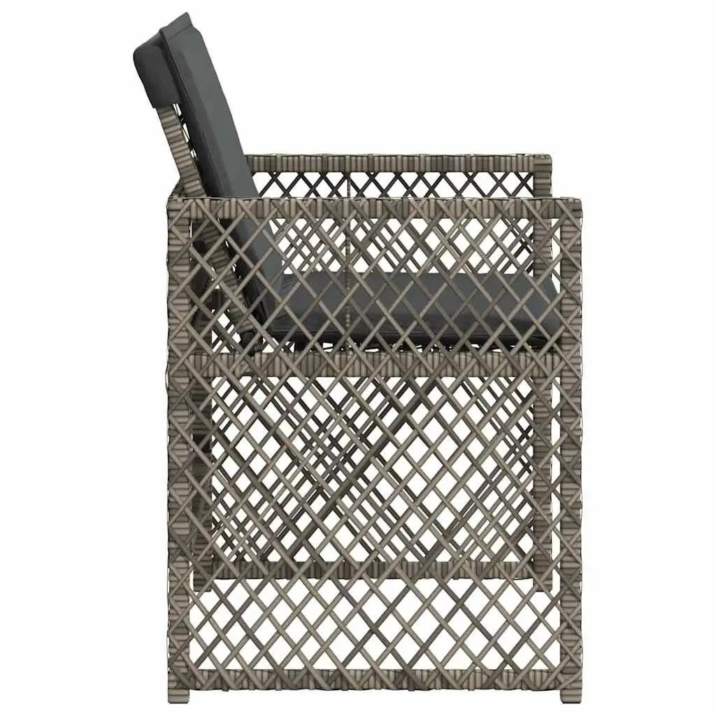 Outdoor Garden Chairs 4 Piece Grey Poly Rattan with Padded Cushions Flap Backrest