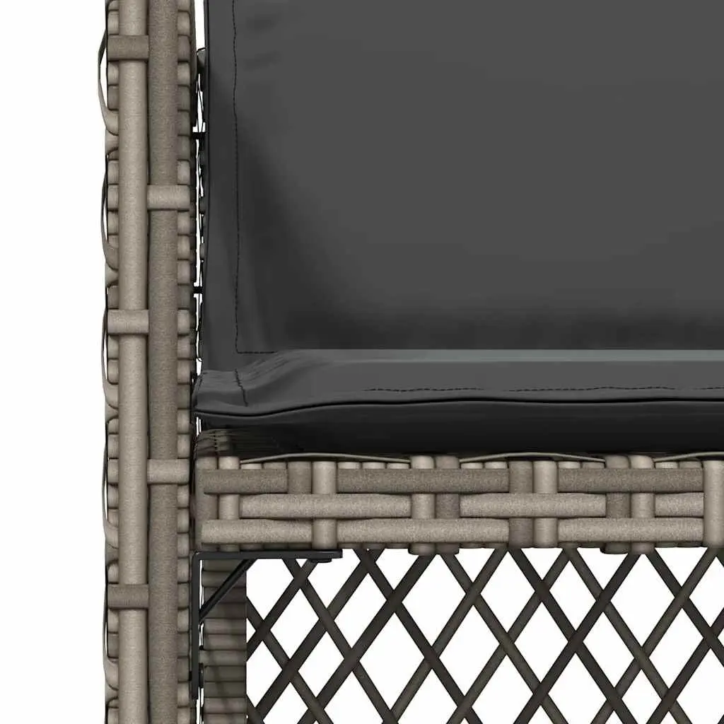 Outdoor Garden Chairs 4 Piece Grey Poly Rattan with Padded Cushions Flap Backrest
