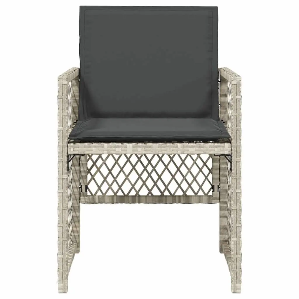 Garden Chairs Set of 4 Outdoor Seating with Cushions Grey Poly Rattan Folding