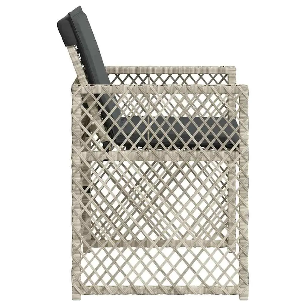Garden Chairs Set of 4 Outdoor Seating with Cushions Grey Poly Rattan Folding