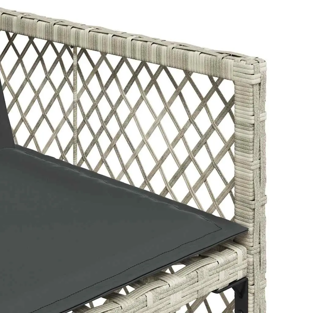 Garden Chairs Set of 4 Outdoor Seating with Cushions Grey Poly Rattan Folding