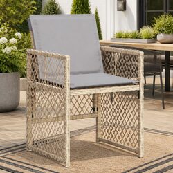 Outdoor Garden Chairs Set 4 pcs with Cushions Beige Poly Rattan Patio Seating