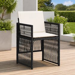 Outdoor Chairs 4 Pieces Garden Seating with Padded Cushions Black Poly Rattan