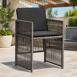 Outdoor Garden Chairs 4 pcs Set Grey Poly Rattan Seat with Cushions Patio