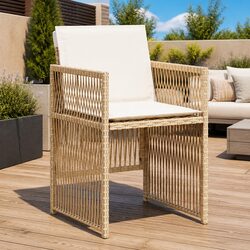 Outdoor Garden Chairs Set 4 pcs with Cushions Beige Poly Rattan Furniture