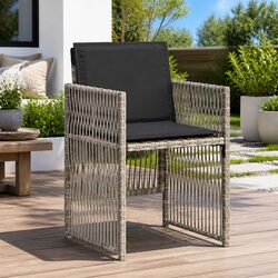 Outdoor Garden Chairs 4 Piece Set with Cushions Grey Patio Seating Furniture