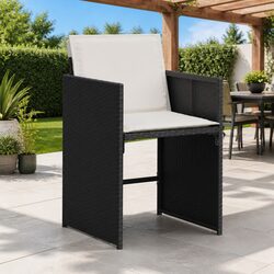 Outdoor Chairs 4 Pcs Garden Seating with Cushions Black PE Rattan Patio