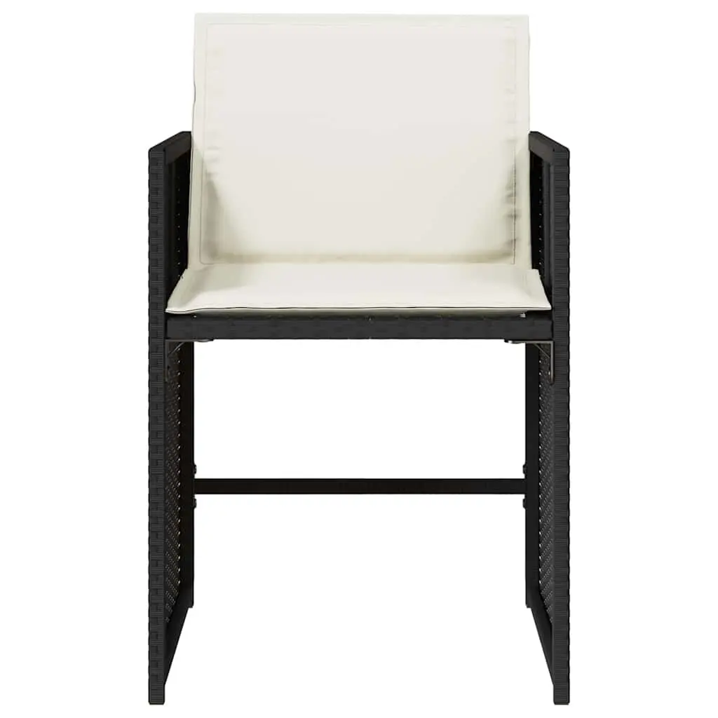 Outdoor Chairs 4 Pcs Garden Seating with Cushions Black PE Rattan Patio
