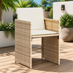 Outdoor Garden Chairs Set 4 pcs Beige Poly Rattan with Cushions Patio Seating