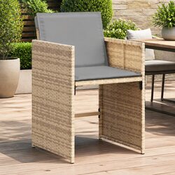 Outdoor Garden Chairs Set 4 pcs with Padded Cushions Beige Poly Rattan Seating