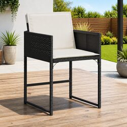 Outdoor Garden Chairs 4 pcs Black Poly Rattan with Cushions Comfortable Seating