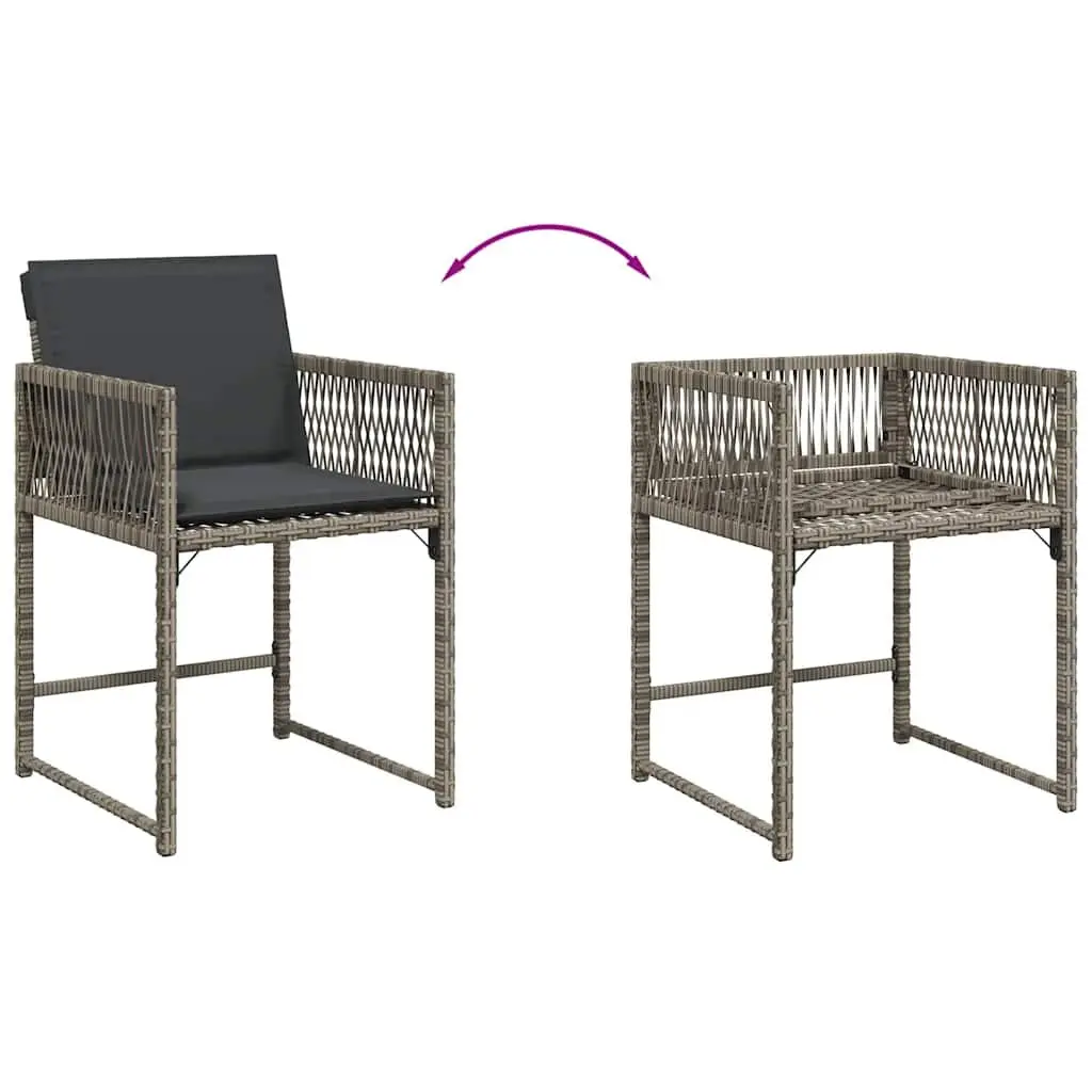 Outdoor Chairs Garden Seating Set 4 pcs Grey Poly Rattan with Cushions