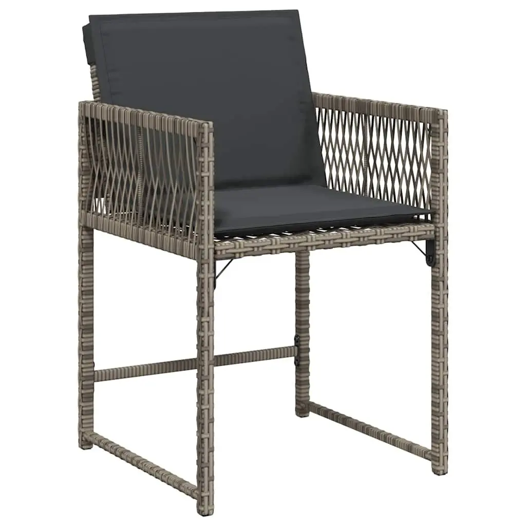 Outdoor Chairs Garden Seating Set 4 pcs Grey Poly Rattan with Cushions