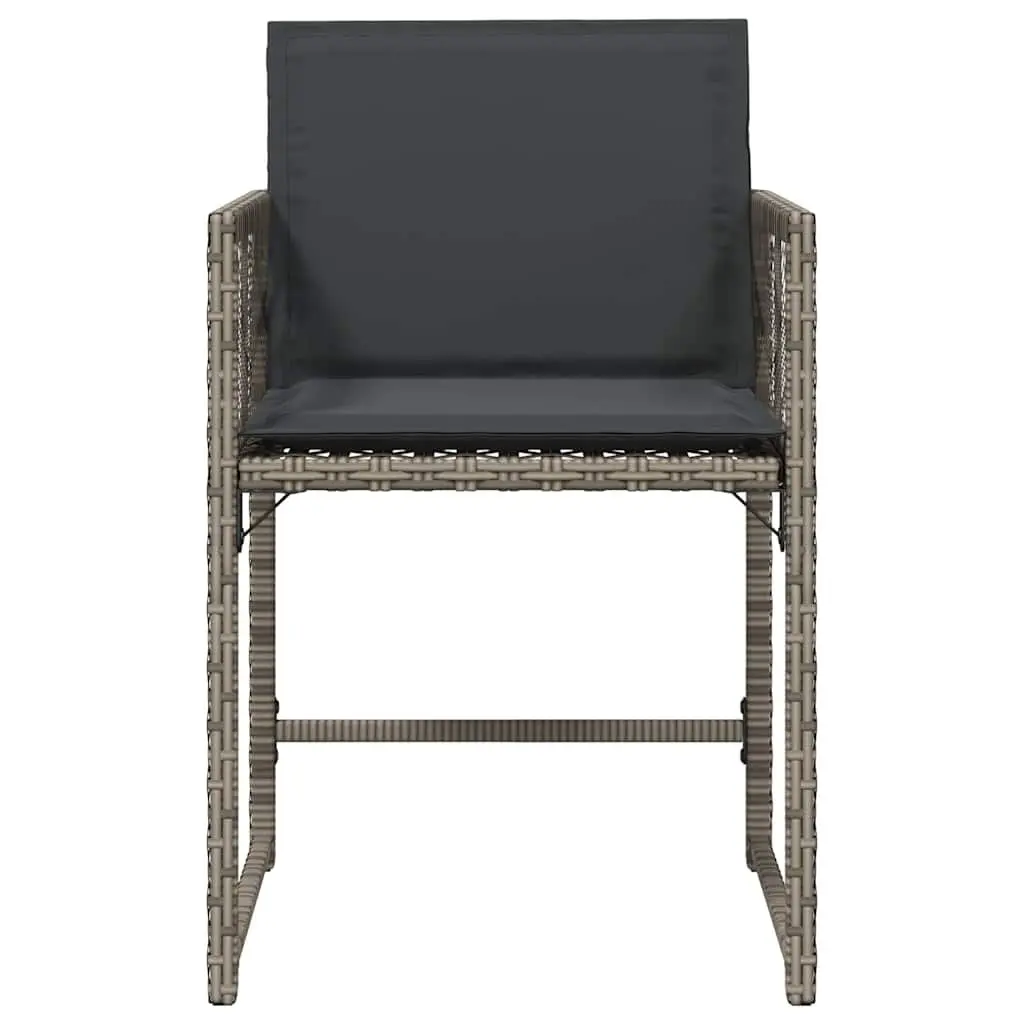 Outdoor Chairs Garden Seating Set 4 pcs Grey Poly Rattan with Cushions