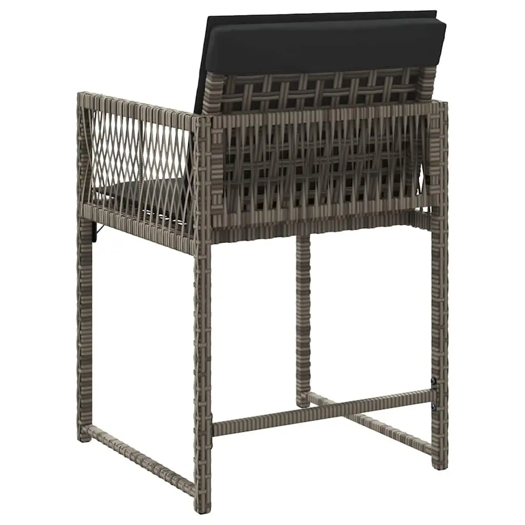 Outdoor Chairs Garden Seating Set 4 pcs Grey Poly Rattan with Cushions