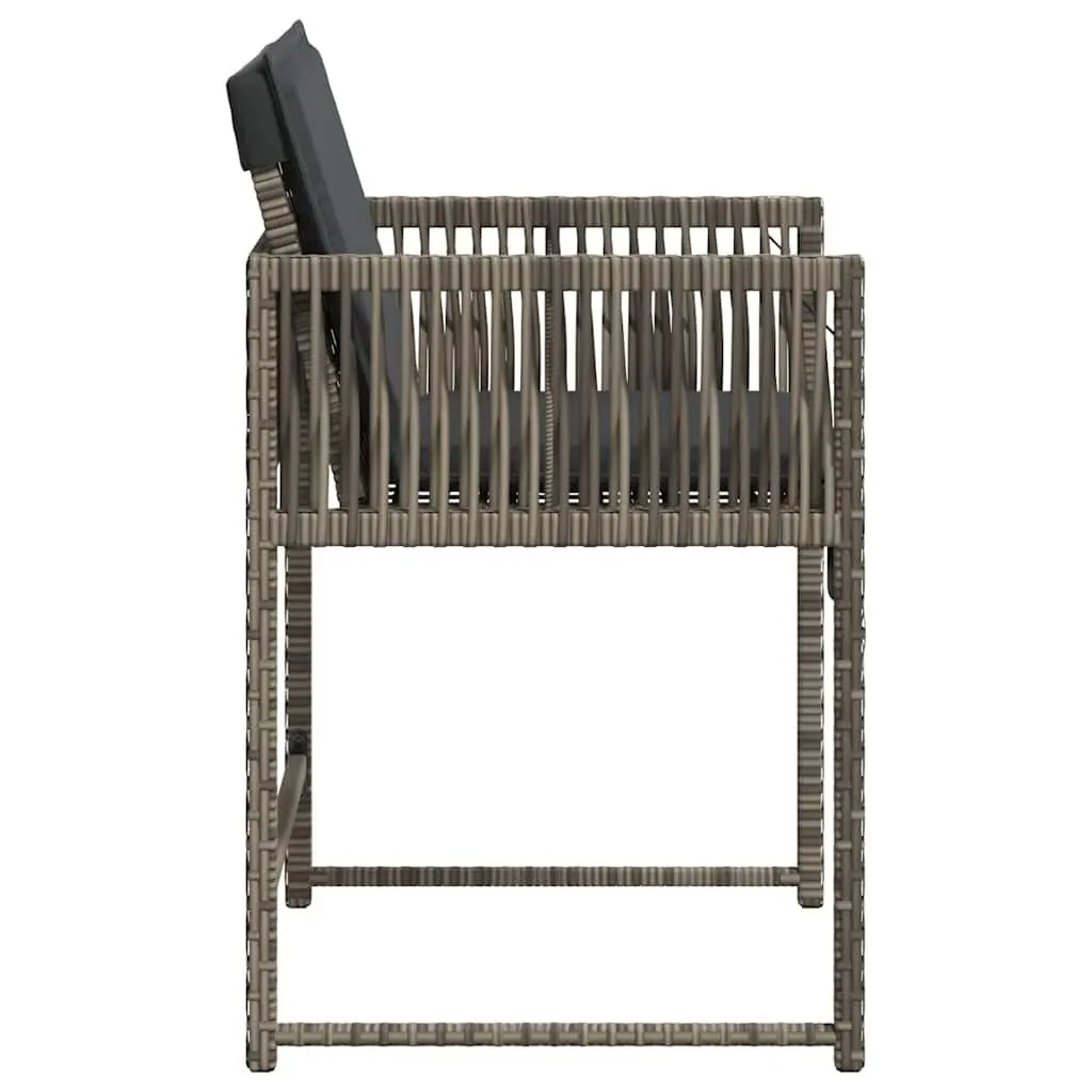 Outdoor Chairs Garden Seating Set 4 pcs Grey Poly Rattan with Cushions