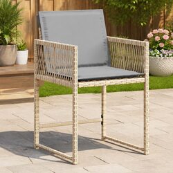 Outdoor Garden Chairs 4 pcs Beige Cushioned Seating Patio Furniture Set
