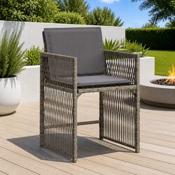 Outdoor Garden Chairs 4 pcs Grey Poly Rattan with Cushions Padded Seat