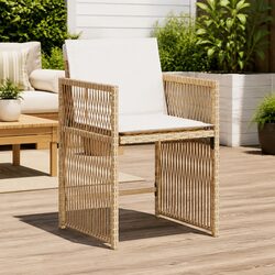 Outdoor Garden Chairs Set 4 pcs Beige Poly Rattan with Cushions Patio Seating