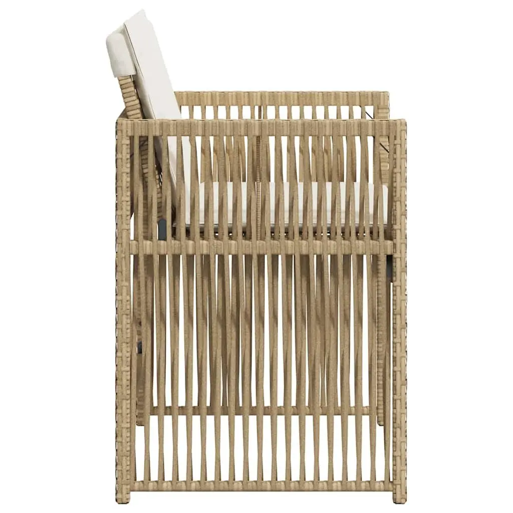 Outdoor Garden Chairs Set 4 Piece Beige Poly Rattan with Cushions