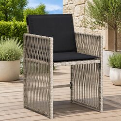 Outdoor Garden Chairs 4 Pcs Grey Poly Rattan with Cushions Padded Seat