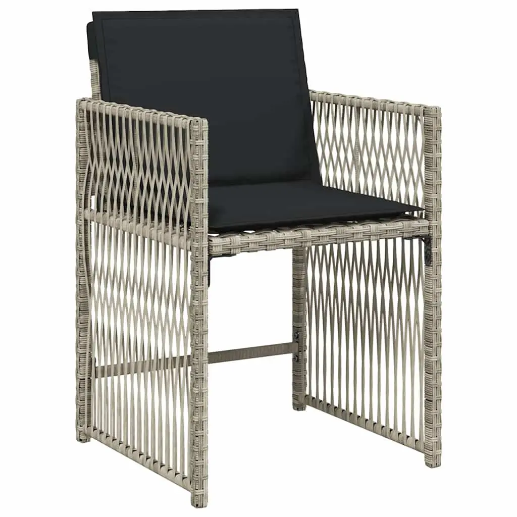 Outdoor Garden Chairs 4 Pcs Grey Poly Rattan with Padded Cushions