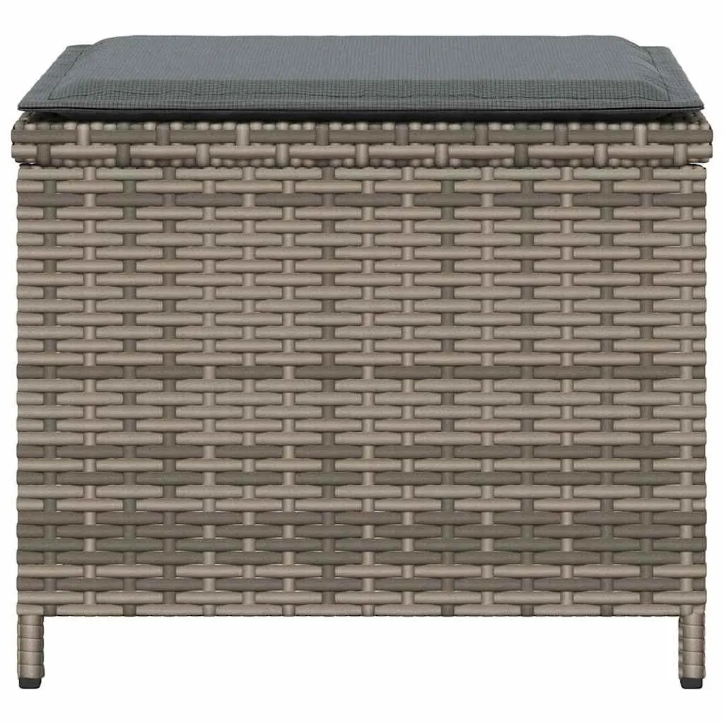Garden Stools 4 Piece Cushioned Outdoor Foot Rests Grey PE Rattan