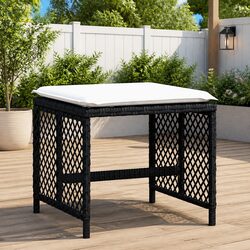Garden Stools with Cushions 4 pcs Outdoor Footrest Seating Set Black 41x41x36cm