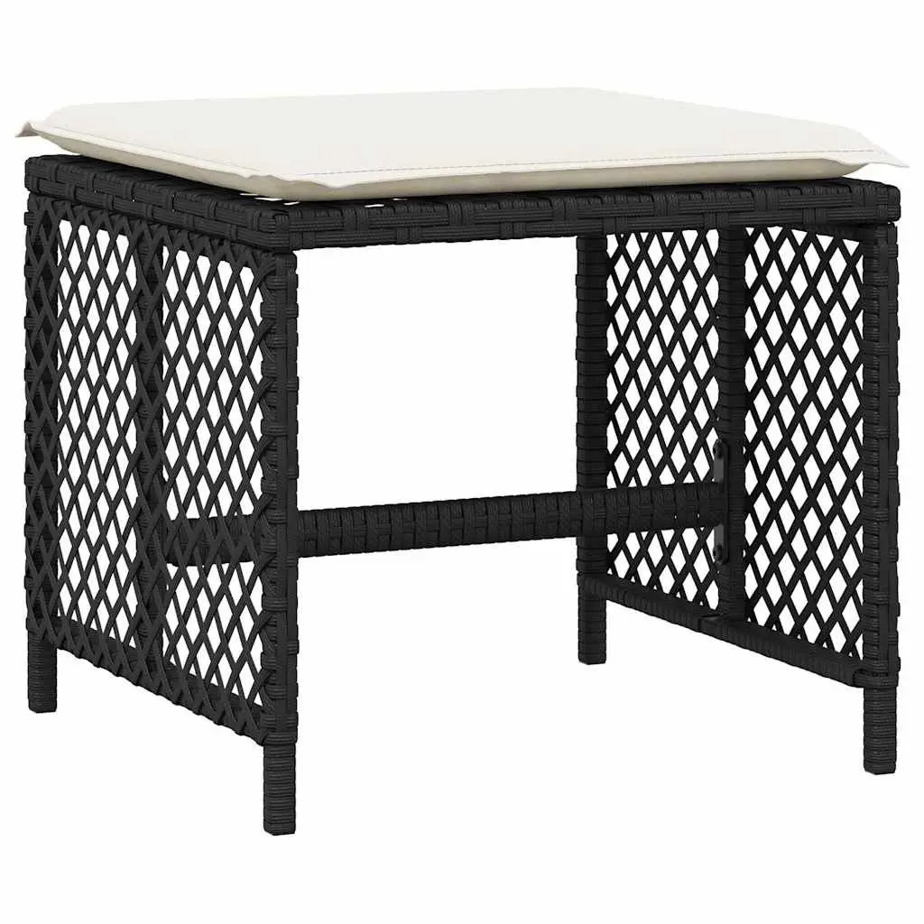Garden Stools with Cushions 4 Piece Outdoor Footrest Seating Set Black 41x41x36cm