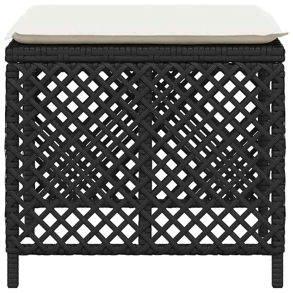 Garden Stools with Cushions 4 Piece Outdoor Footrest Seating Set Black 41x41x36cm