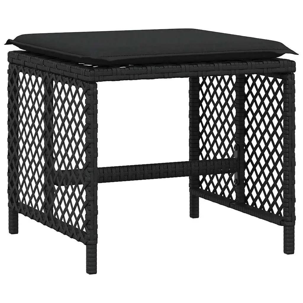 Garden Stools Set 4 Piece Cushioned Outdoor Foot Rest Black 41x41x36cm