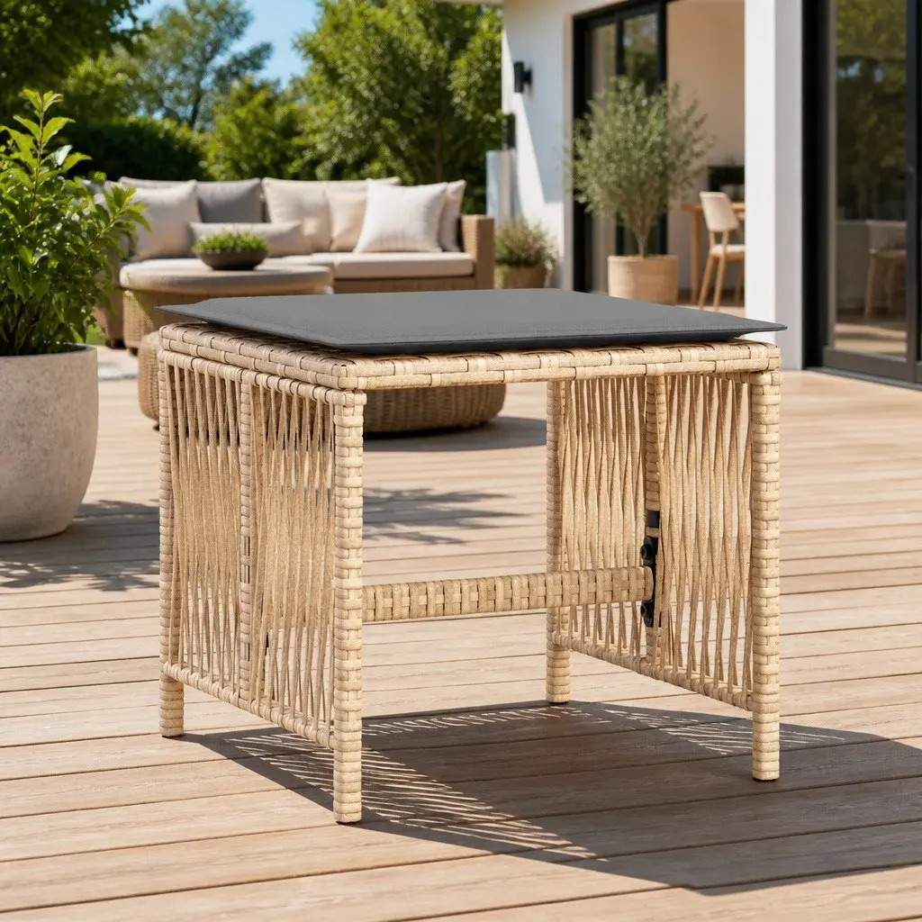 Garden Stools with Cushions Set of 4 Outdoor Seating Patio Furniture Beige