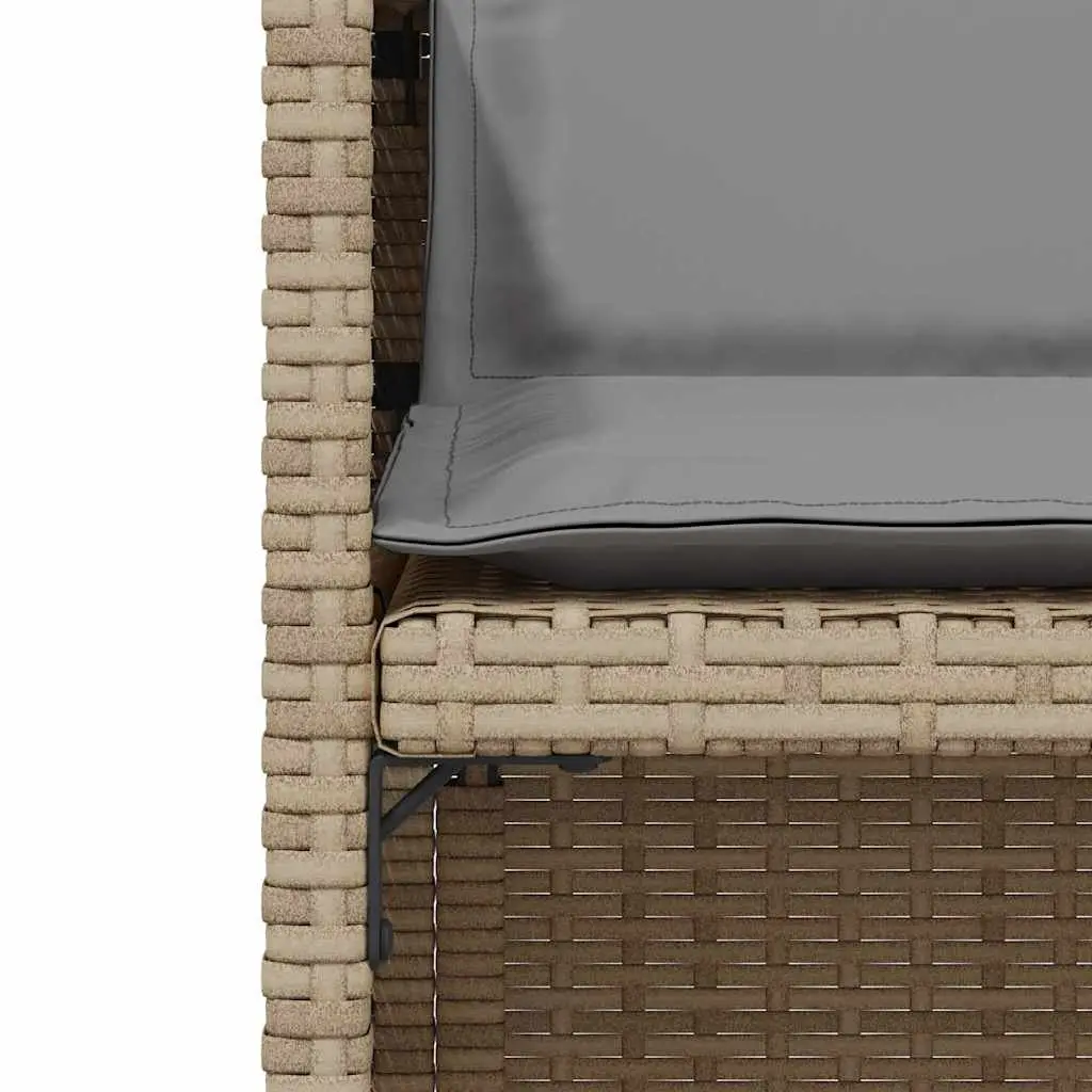 3 Piece Outdoor Bistro Set Beige Poly Rattan Garden Furniture Cushions Table