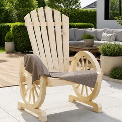 Outdoor Adirondack Chair Solid Wood Garden Patio Lounge Seating Brown