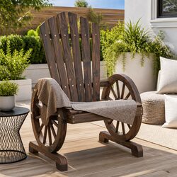 Outdoor Adirondack Chairs 2 pcs Garden Lounge Seating Wooden Backrest Armrest