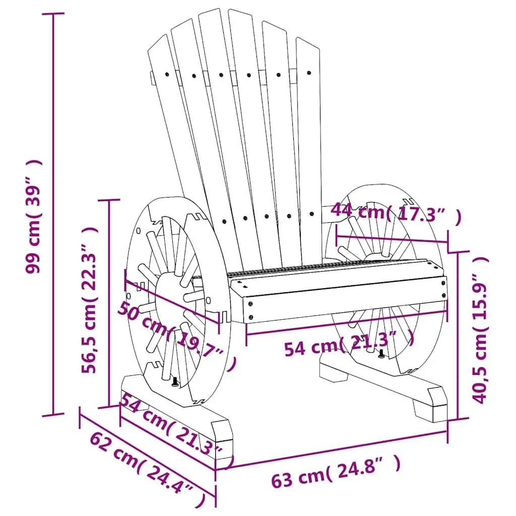Adirondack Chairs Outdoor Lounge Seating Ergonomic Brown Solid Fir Wood 2 Piece