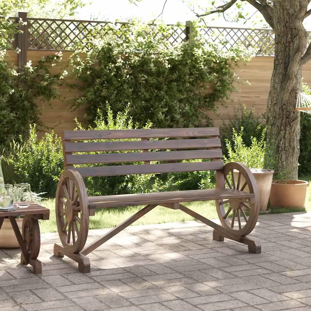 Garden Bench 2-Seater Solid Fir Wood Outdoor Patio Furniture with Armrests Backrest Brown
