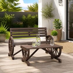 2 Piece Garden Lounge Set Solid Fir Wood Outdoor Sectional Sofa Patio Furniture