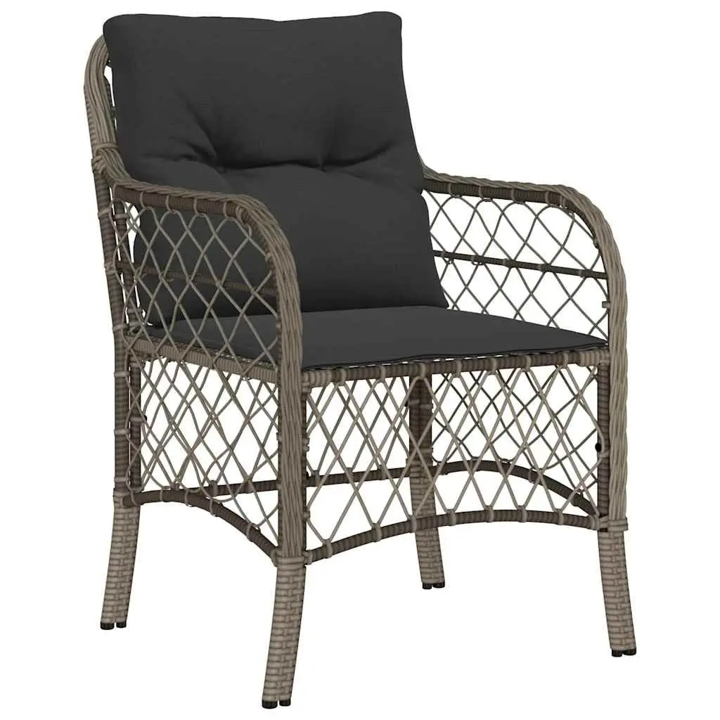 Outdoor Garden Chairs Cushioned Seating 2 Piece Grey Poly Rattan