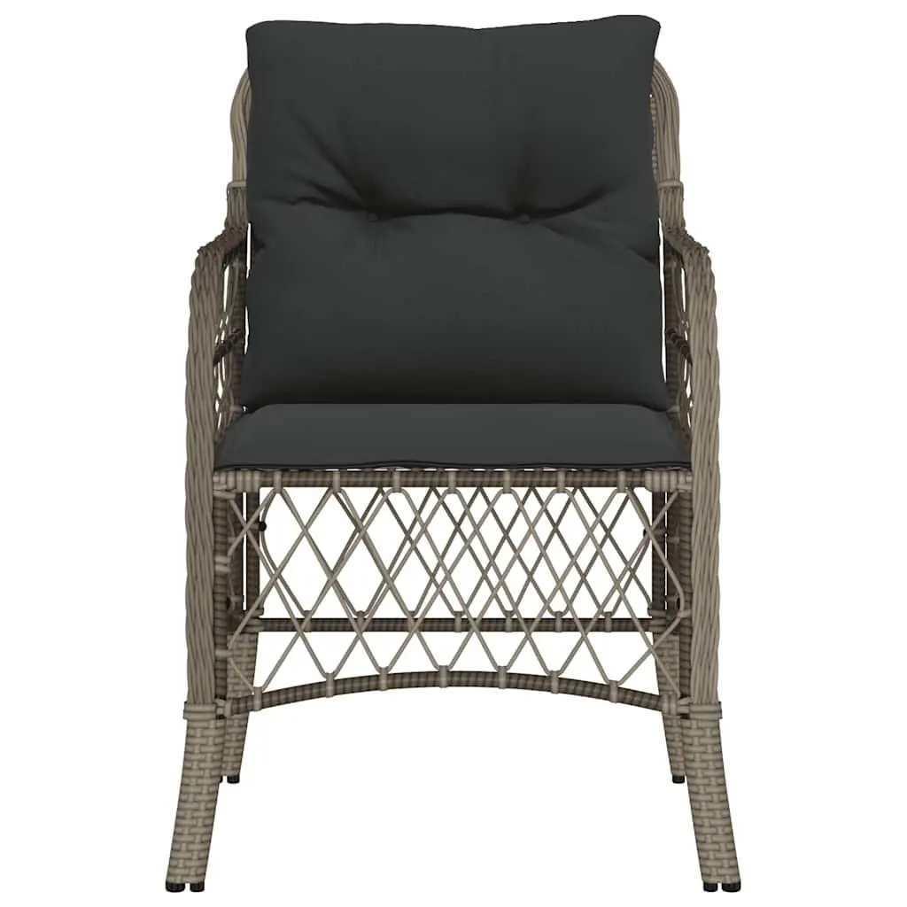 Outdoor Garden Chairs Cushioned Seating 2 Piece Grey Poly Rattan