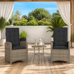 Reclining Garden Chairs 2 pcs with Cushions Grey Outdoor Seating Adjustable