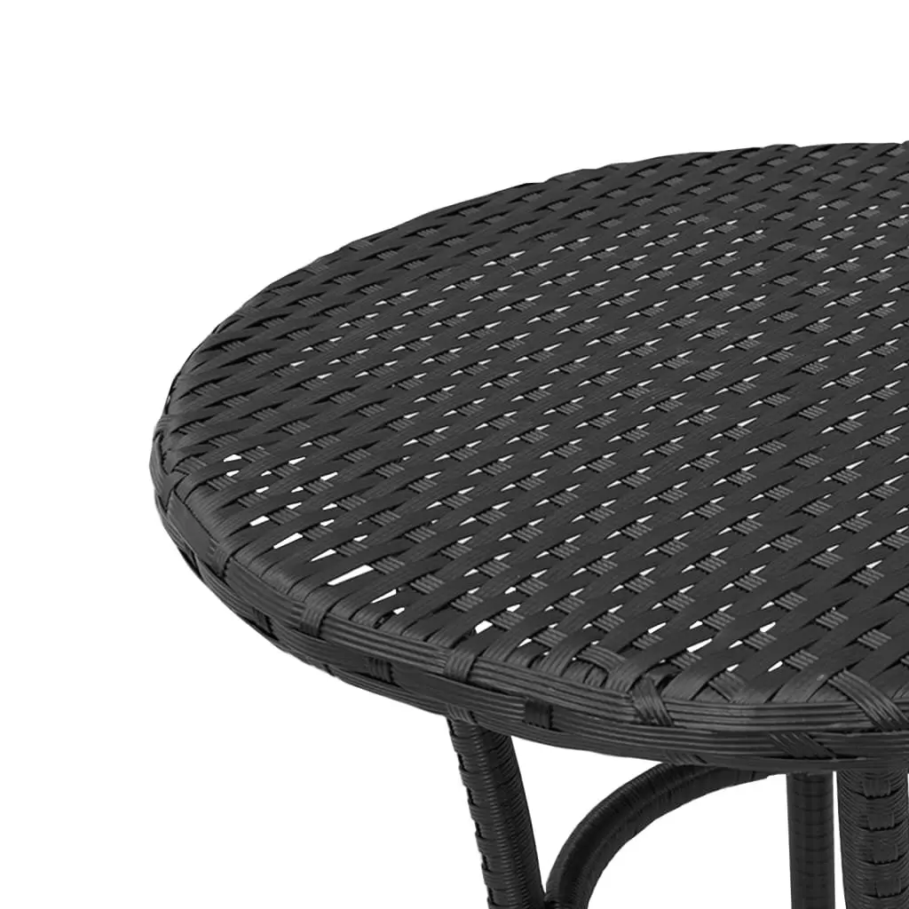 Outdoor Bistro Set 3 Piece Adjustable Backrest Cushions PE Rattan Black