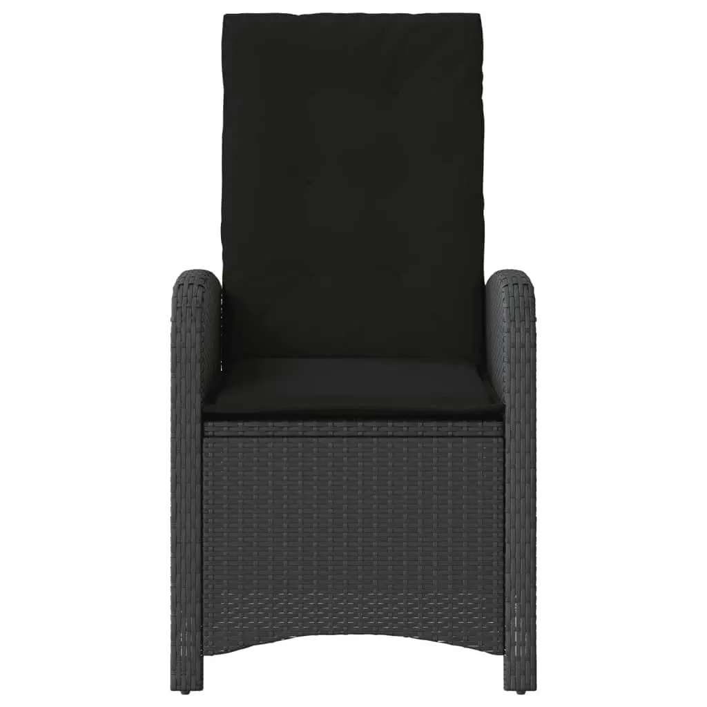 Outdoor Bistro Set 3 Piece Adjustable Backrest Cushions PE Rattan Black