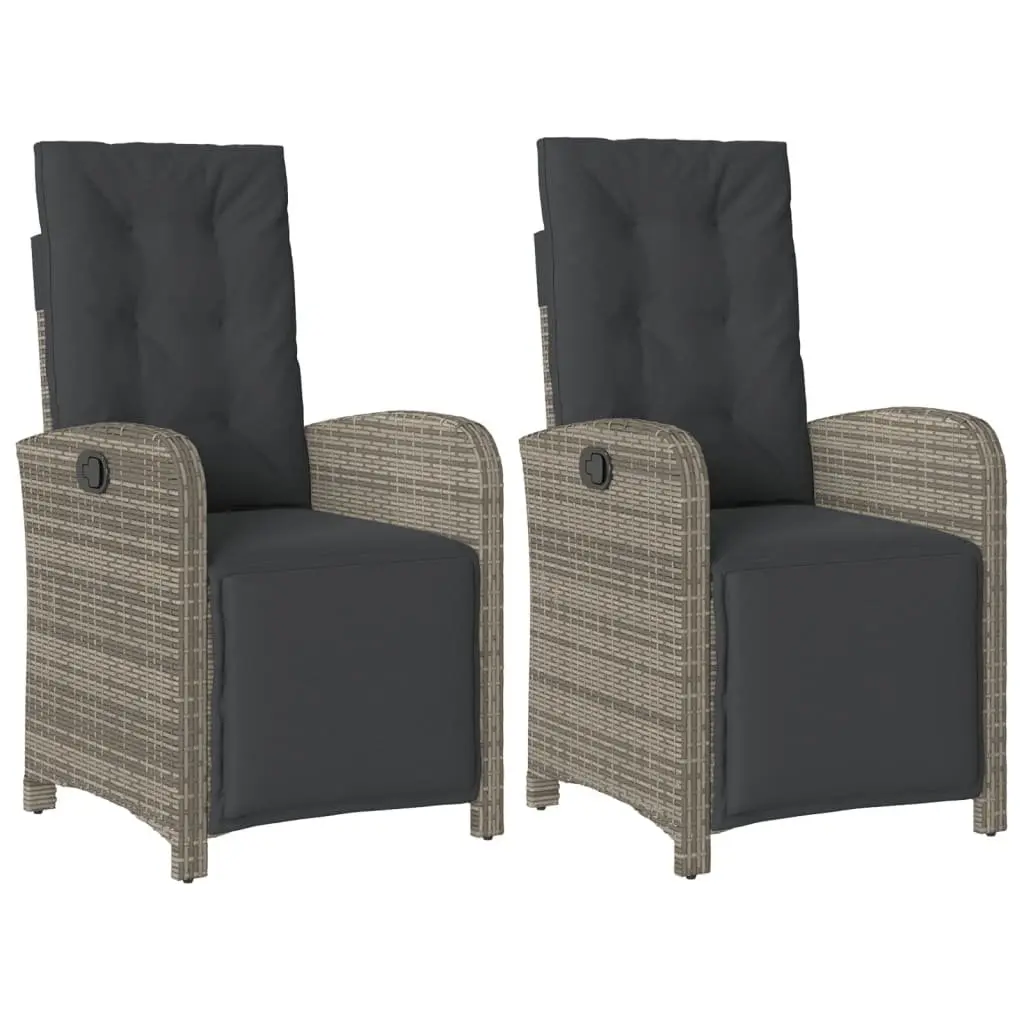 Reclining Garden Chairs Adjustable Grey 2 Piece with Footrest
